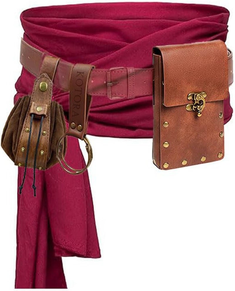 KOTORA Renaissance Belt Pouch Coin Purse Skirt Hike Set Medieval Festival Costume Halloween Accessories Casual Fanny Pack Waist Bag (4p-brown) - Image 1